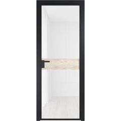 Алюминиевая дверь 6AG чёрная матовая RAL9005 остеклённая со вставкой