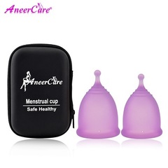 Набор менструальных чаш AneerCare, фиолетовый,  хвостик шар