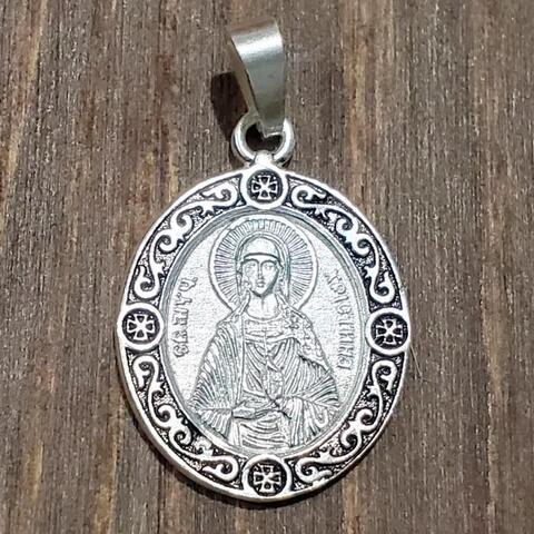 Нательная именная икона святая Кристина с серебрением
