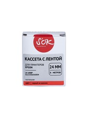 Кассета с лентой S'OK by Sakura Printing C53S656004 (LK6RBP) для Epson  LW700, LW600P, LW1000P, Z700, Z800, черный на красном, 24мм, 8м, пастельная
