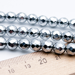 Гематит Шар граненый бусины (имитация), цвет серебристый, размер около 7,8 мм, цена за 12 шт (1/4 нити)