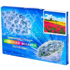 
          Алмазная мозаика Alingar, на подрамнике, с полным заполнением, (глянц) дизайн рамка, 30х40 см, 20 цветов, "Поля тюльпанов"