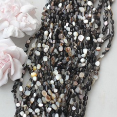 Перламутр натуральный стальной, фриформ 4-10 мм, 1 нить, ПР111