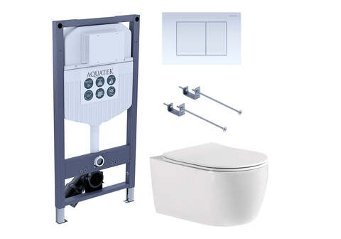 Aquatek SET ЕВРОПА New-INS23-009 4в1 SET ЕВРОПА New-INS23-009 4в1 (рама Aquatek INS-0000023 +крепление KKI-0000001 +кнопка KDI-0000009 +унитаз AQ1106L-00 с тонким сиденьем sc)