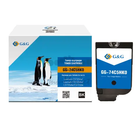 Тонер-картридж G&G 74C5HK0 черный для Lexmark CS720de, Lexmark CS720dte, CS725dte, CS725de 20 000 pages with chip