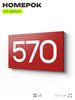 Номер на дверь 570, табличка на дверь для офиса, квартиры, кабинета, аудитории, склада, красная 120х70 мм, Айдентика Технолоджи
