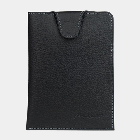 Обложка-кармашек для паспорта London из кожи теленка, черного цвета