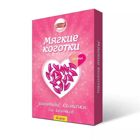 Мягкие Коготки Клини розовые 40 шт. с клеем