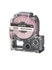 Кассета с лентой S'OK by Sakura Printing K4PBP для Epson , черный на розовом, 12мм, 8м
