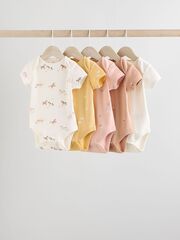 Боди с коротким рукавом для малышей Next E58-049, 5 шт., Молочный, Розовый, Бежевый