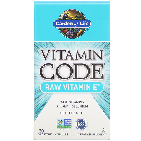 Garden of Life, Vitamin Code®, сырой витамин E, 60 растительных капсул
