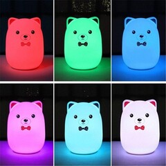 Мягкий силиконовый ночник Colorful Silicone Lamp, голубой котик