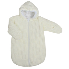 Спальный мешок вязанный, состав: пряжа 100% акрил, внутри тонкий слой синтепона, на подкладке из 100 (бежевый (рост: 62 см))