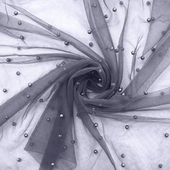 Фатин с бусинами, 35 гр/м2, 150 см, стальной серый