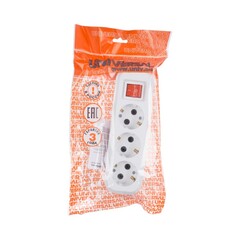 89-7-113 Колодка для удлинителя АБС - пластик, 3 розетки, 16А, с выкл., с/з, S303(G-S303) (Universal)