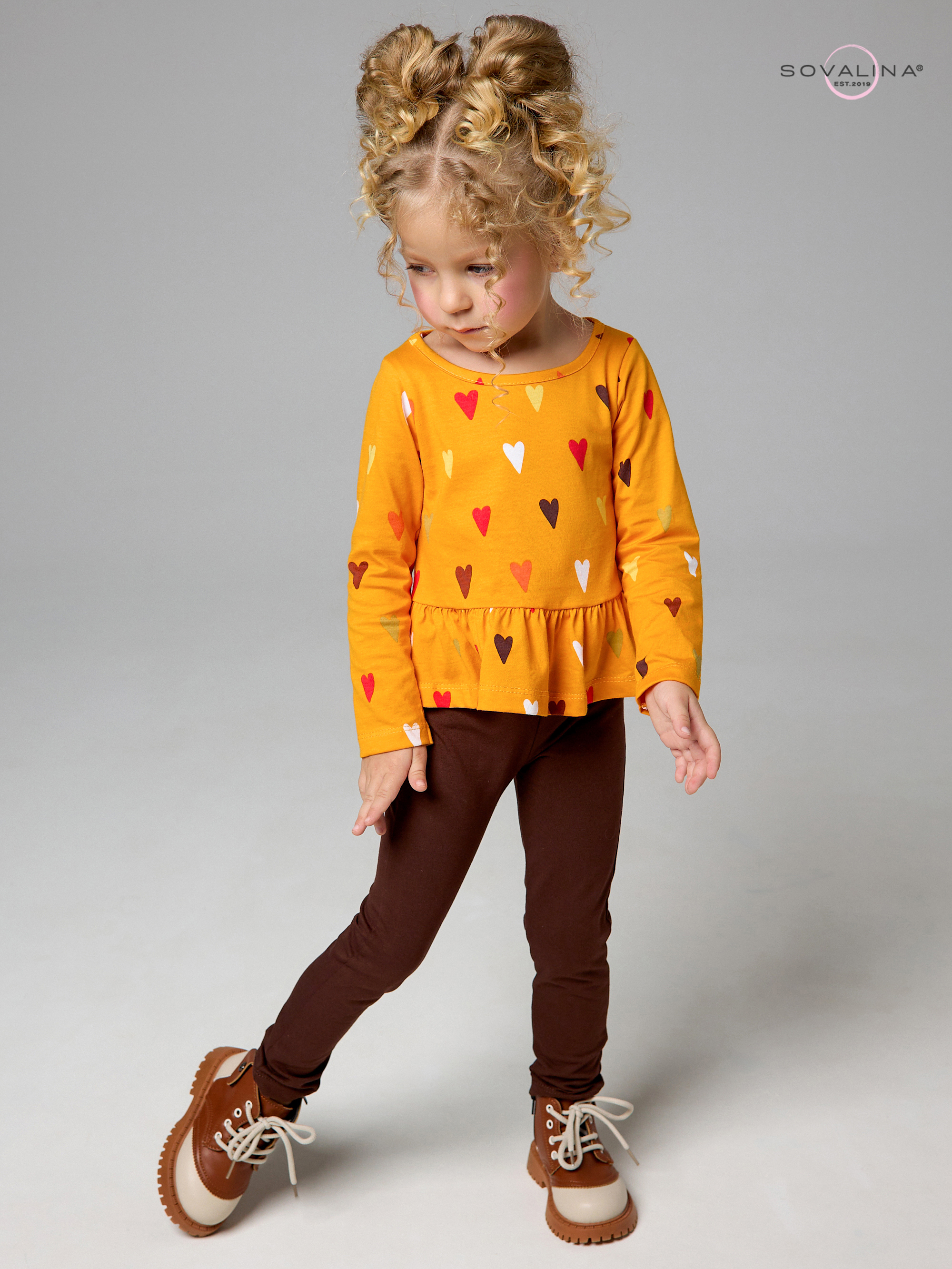Костюм Алиса SG сердца на горчице-шоколад