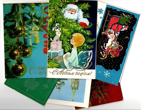 Подборка двойных поздравительных открыток — 6 штук— разные художники, открытка Г. Линде —, без повторов