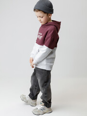 джемпер  для мальчика  КР 302214/коричневый,св.серый меланж к632