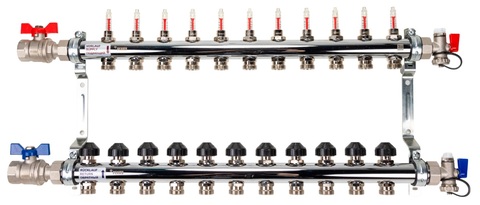 Рехау HKV-D 11 контуров коллектор для тёплого пола с расходомерами (12081113002)