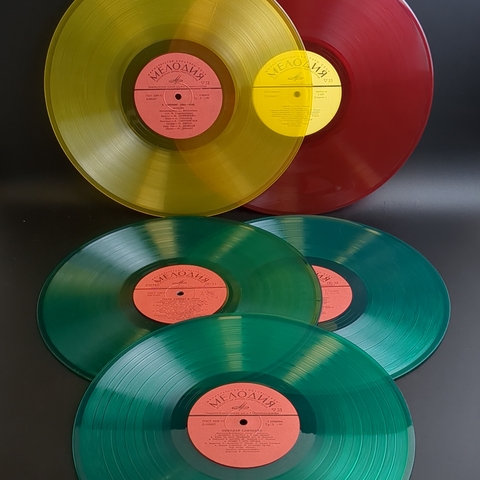 Набор из 5 цветных пластинок для декора. 5 Виниловых пластинок 12 дюймов 30 см.