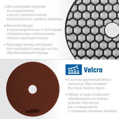 ЗУБР 100 мм, №600, сухое шлифование, алмазный гибкий шлифовальный круг АГШК, Профессионал (29868-600)