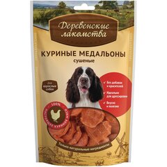 Деревенские лакомства для собак куриные медальоны сушеные 90 г