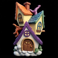 Силиконовый молд № 425 домик Скворечник 2 D ( серия домики для гномов и фей)