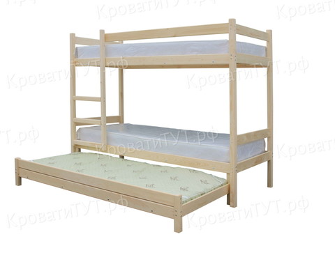 Двухъярусная кровать 3в1 с выдвижным спальным местом