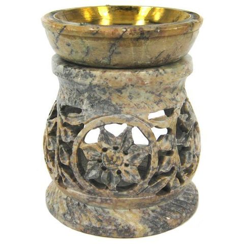 Аромалампа Stone камень c бронзовой чашей, 9,5 см