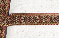 Тесьма жаккард, ш. 3,5 см, тёмно-красный с бордовым