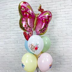 Композиция из воздушных шаров "Розовая бабочка"