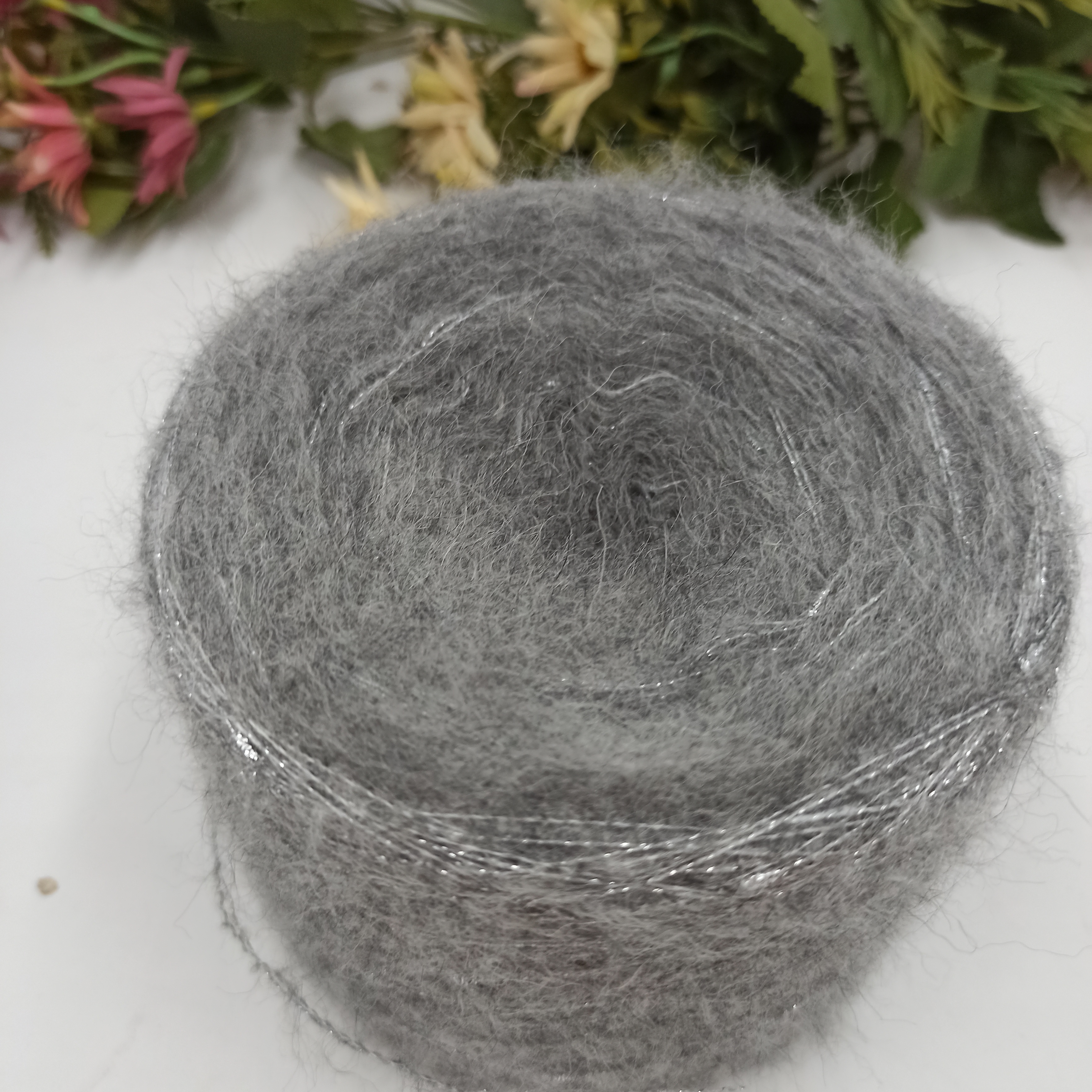 Смотка Pachino Brush альпака с люрексом Nodino Средний серый №5 226гр