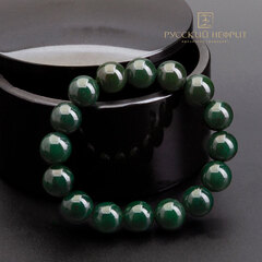 Браслет "Классика". Тёмно-зелёный нефрит. 12мм.