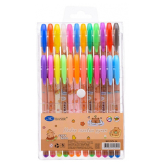 
          Ручка гелевая, Basir, цветные чернила, серия "Капибара", с блёстками, 24 шт