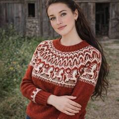 Описание по вязанию пуловера спицами "Horses"