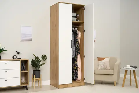 Шкаф 2-х створчатый Евро ШК-01 крафт / белый