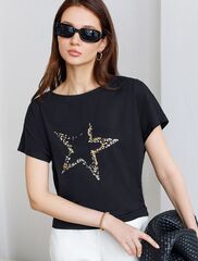 Нарядная футболка с блестящим принтом  D49.133 (131348)