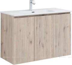 Aquanet 274137 Тумба с раковиной Алвита new 100 подвесная 3 дв.цв.дуб веллингтон белый (274137) фото