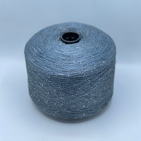 Бобинная пряжа, Linette Pailletes, 450м, 80% Лен, 20% Полиэстер(пайетка),Светлый деним+пайетка.37910