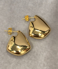 Серьги- дутые трапеция в стилистике BOTTEGA цвет серебро/золото