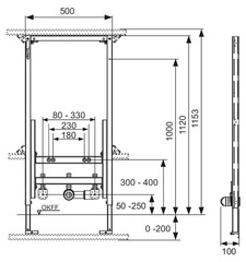 TECE TECEprofil 9330000 инсталляция для биде, монтажная высота 1120 мм