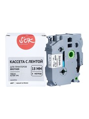 Кассета с лентой S'OK by Sakura Printing TZE241 для Brother P-Touch, черный на белом, 18мм, 8м, наклейка
