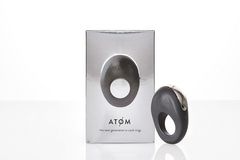 Черное эрекционное виброкольцо ATOM - 