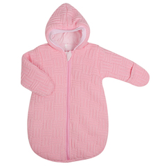 Спальный мешок вязанный, состав: пряжа 100% акрил, внутри тонкий слой синтепона, на подкладке из 100 (розовый (рост: 62 см))