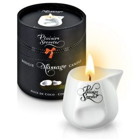 Массажная свеча с ароматом кокоса Bougie de Massage Gourmande Coco - 80 мл. - Plaisir Secret 826012