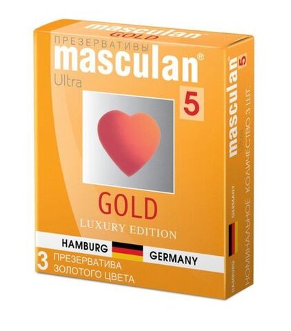 Презервативы Masculan Ultra 5 Gold с ароматом ванили - 3 шт. - Masculan Masculan Gold №3