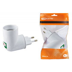 Переходник TDM вилка Е27 с выключателем, белый