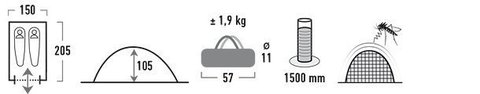 Картинка палатка туристическая High Peak Monodome PU  - 7