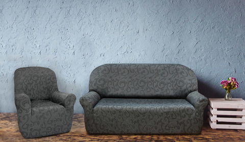 Комплект чехлов (маломерка) Бостон Грис на 3-ёх местный диван и два кресла Универсальный