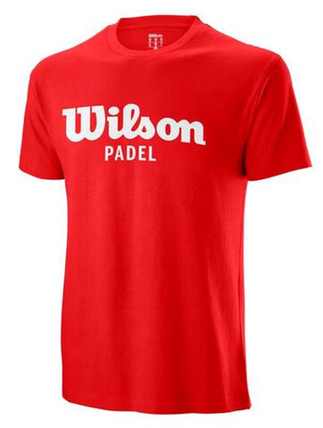 Футболка теннисная Wilson M Padel Script Cotton Tee - wilson red